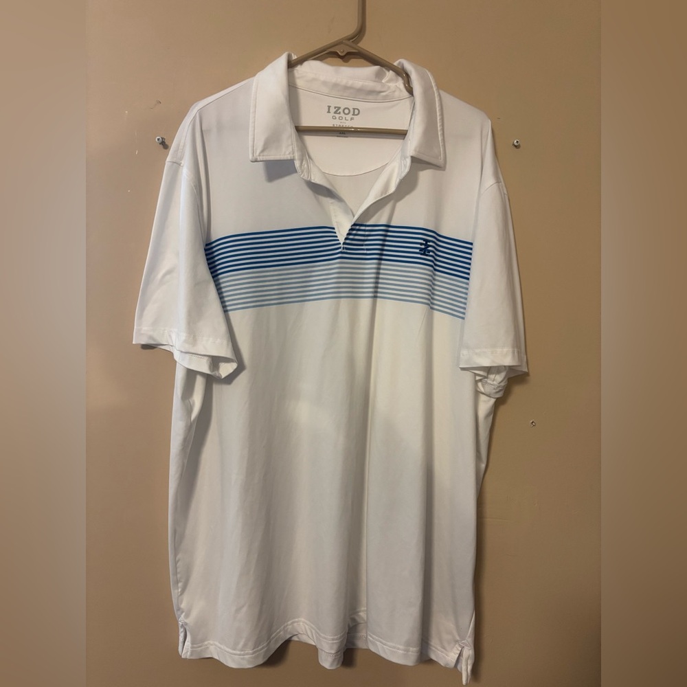 Izod Men's Golf Polo Shirt with Blue Stripes